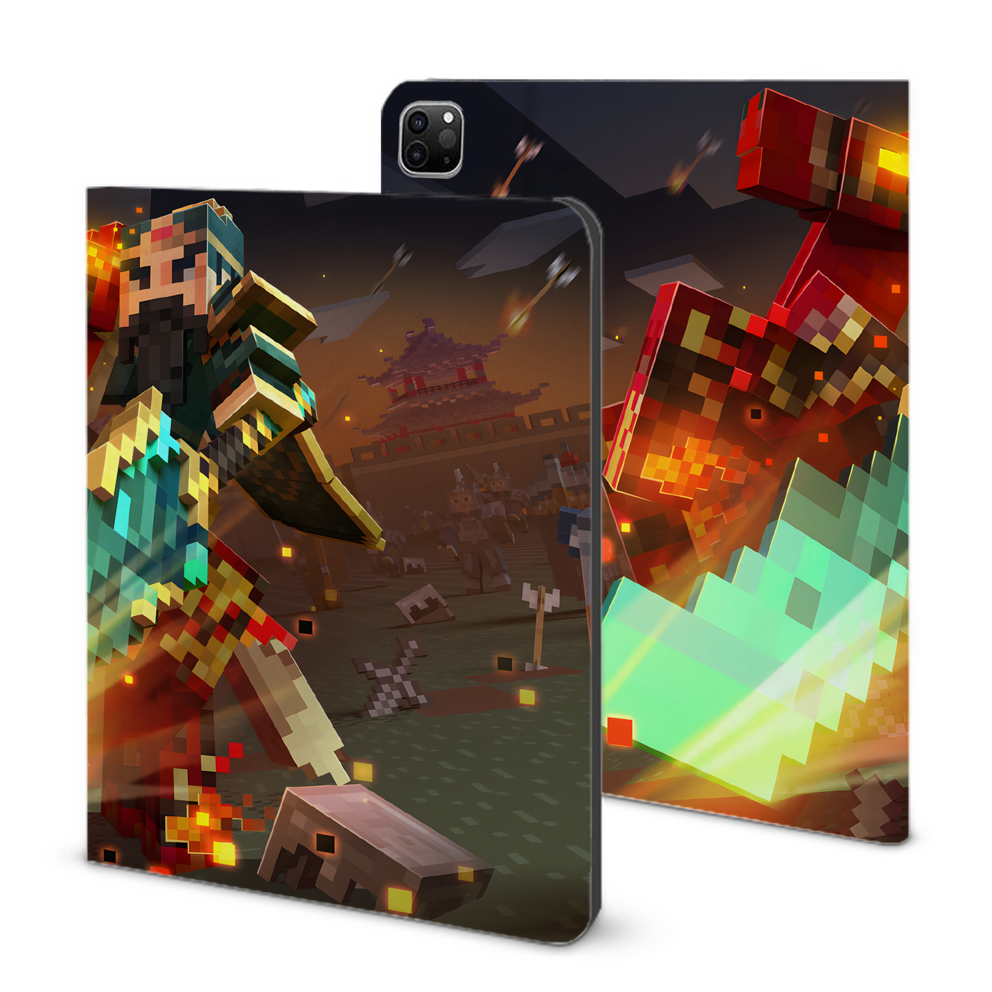 （画像用） マインクラフト ブロックの世界 Minecraft MC Block world IPad ケース ブック型 PUレザー TPU 耐衝撃 軽量 薄型 ペン収納なし 全面保護 IPad 各モデル対応